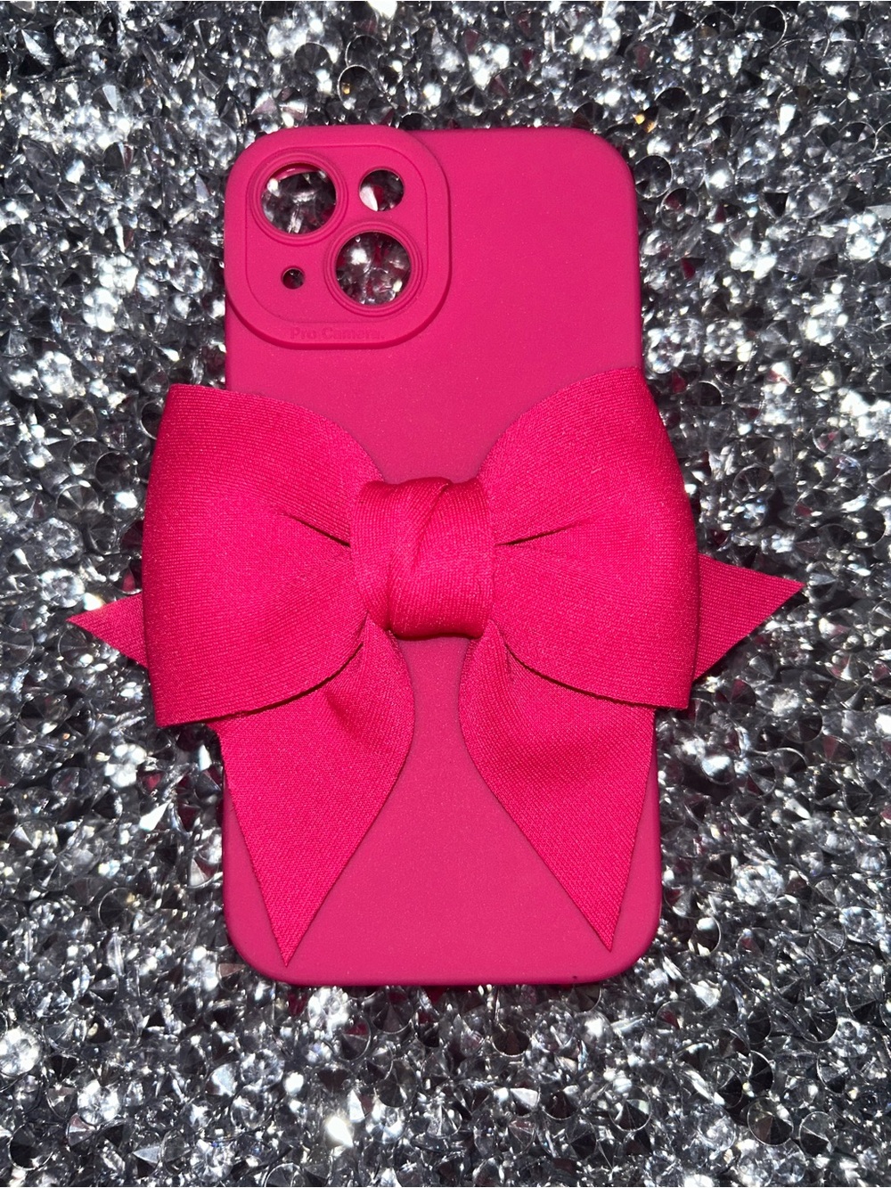 iPhone 15 Hot Pink Bow Phone Case - Unbranded